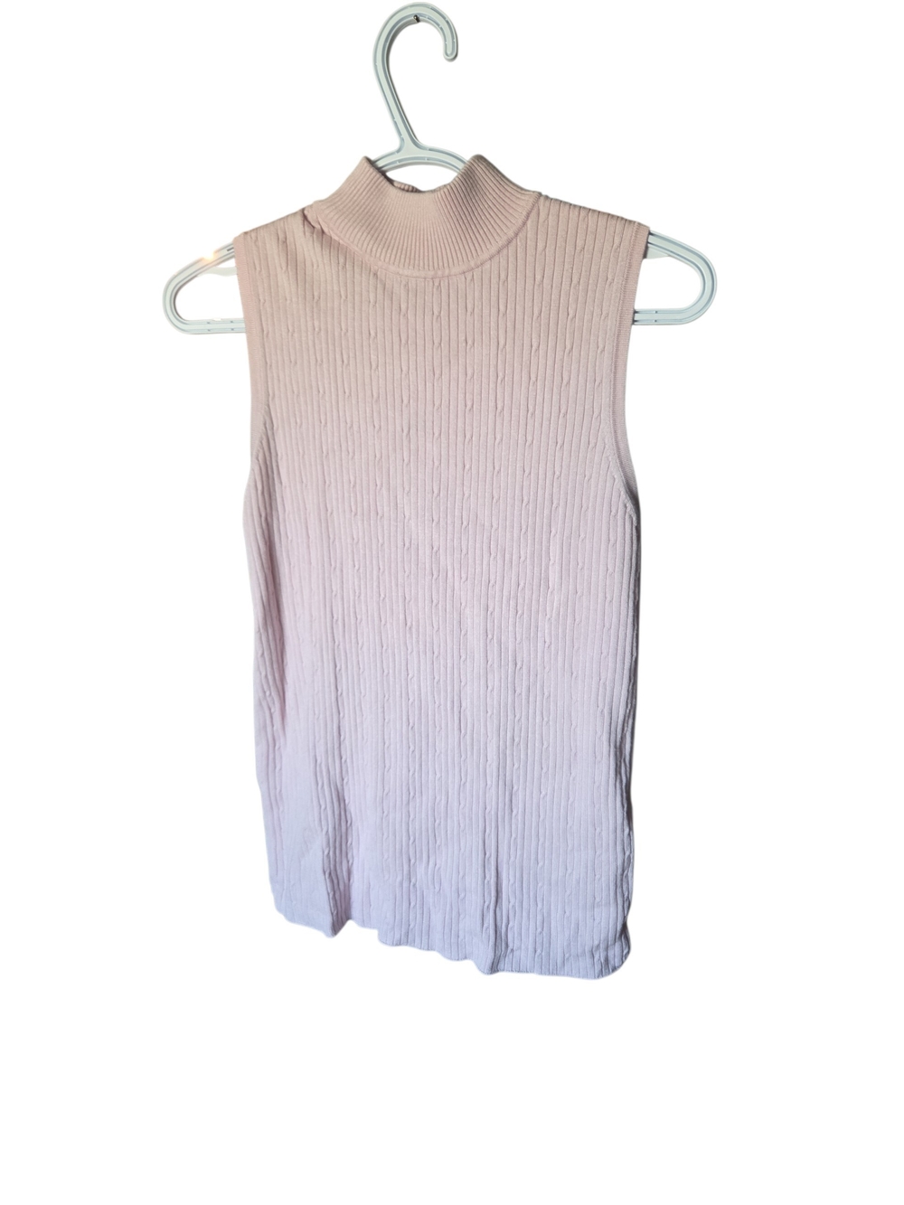 Laura Petites Pink Cable Knit Mock Neck Sleeveless Sweater PS